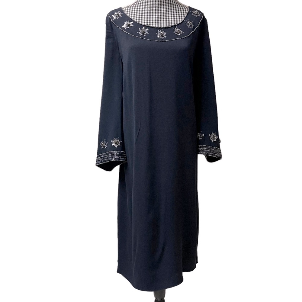 Boden Navy Blue Sequins Beaded Embellished Evening Special Occasion Dress 10 EUC